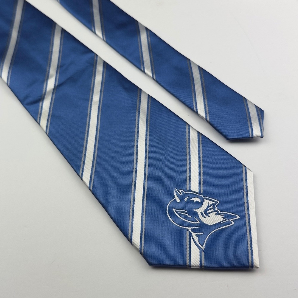 Eagles Wings Duke Blue Devils Mens Striped Necktie Blue White NCAA Collegiate